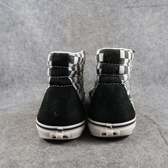 Vans Shoes Womens 9.5 Sk8 Hi Sneakers Checkered Suede Canvas Black White Casual - Picture 7 of 14